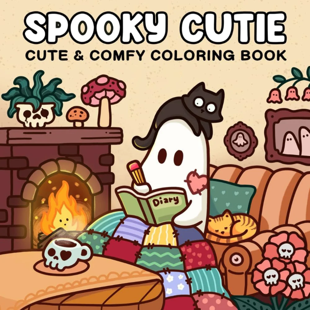 Gruseliges Malbuch für Erwachsene und Jugendliche zu Halloween Gemütliche Freunde Gruselige Kreaturen Stressabbau Geschenkidee Kunstbedarf Image