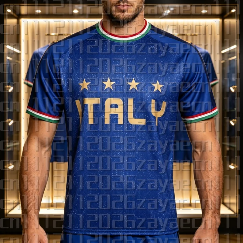 Nouveau Maillot de Foot Italie 2026 Yingruida – Tenue Domicile Respirante pour Adultes et Enfants – Vêtements de Football Parent-Enfant