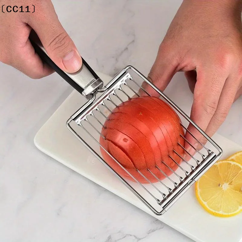 Tomatenschneider aus Edelstahl – manuelle Schneidemaschine für Gemüse und Obst, perfekt für Salate und Sandwiches〔CC11〕 Image