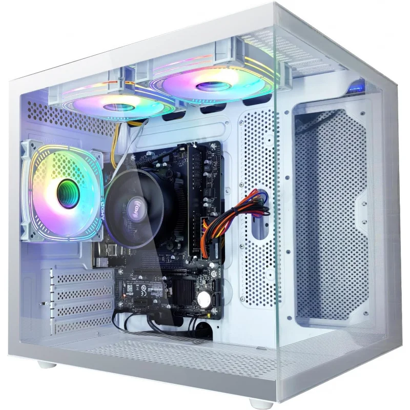 Gaming PC Nvme SSD 1TB 32GB RAM WiFi 6 Prebuilt Towers Desktop Computer White (White, 5700G, 1,TB, DOS, GB, 16)