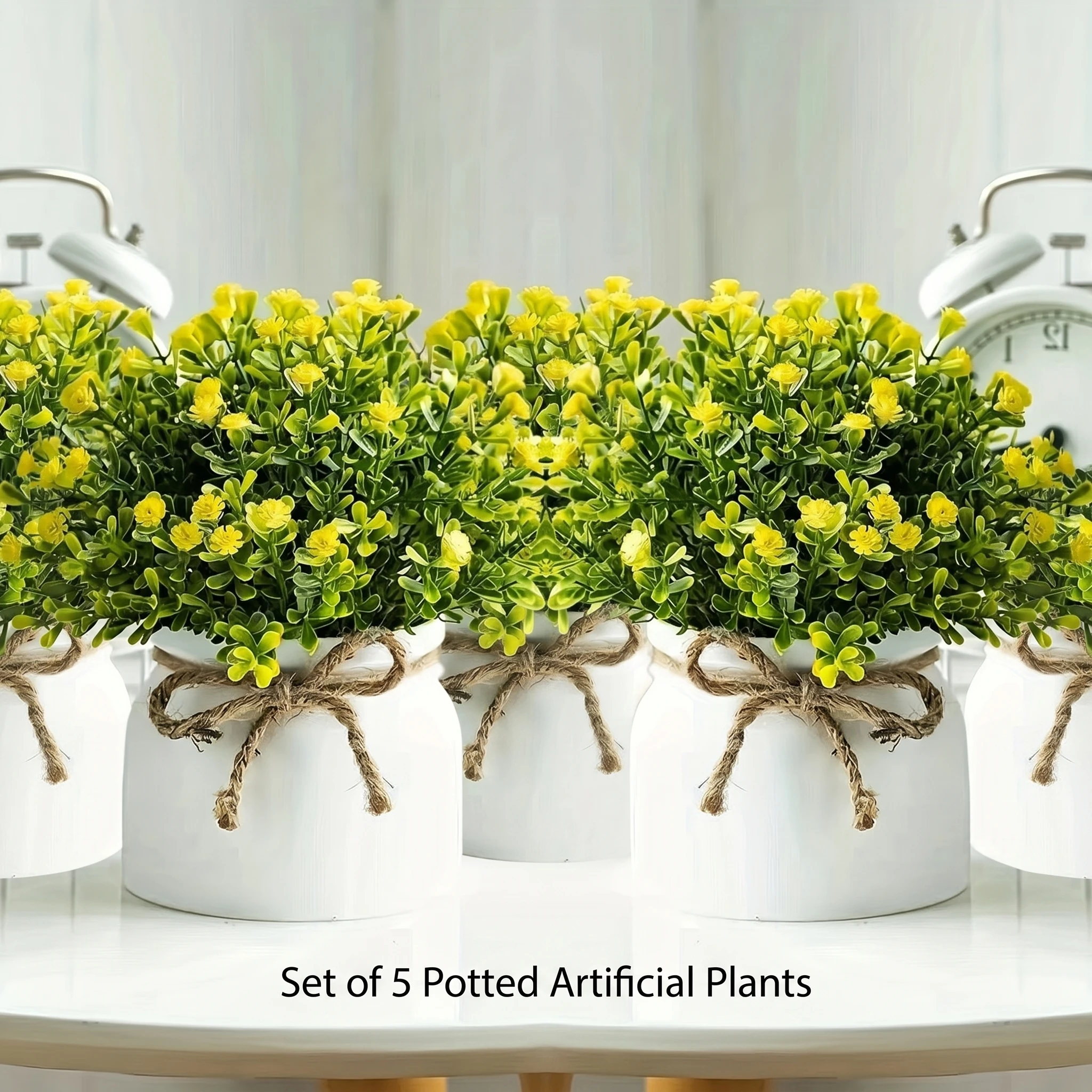 Europäischer Stil Beliebter Schleierkraut-Halbkugel-Blumentopf mit Kleinem Hanfseil-Bonsai für Heim, Arbeitszimmer und Schlafzimmer Dekoration Künstliche Blumenpflanze Image