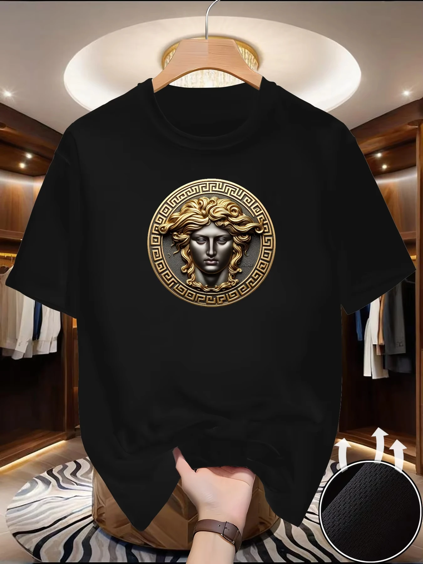 Neues Rundhals-Lauf-T-Shirt für Herren Sommer Dünnes Oberteil Kunstdruck Schnelltrocknend Kurzarm Atmungsaktives Fitness-Sport-T-Shirt Image