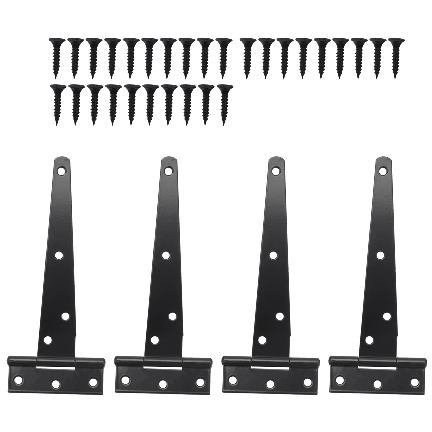 4 Stück 15,2 cm robuste Türscharniere, T-Riemen, T-Schuppen-Scharnier, Torscharniere für Holztore, Scharniere (schwarz) Image