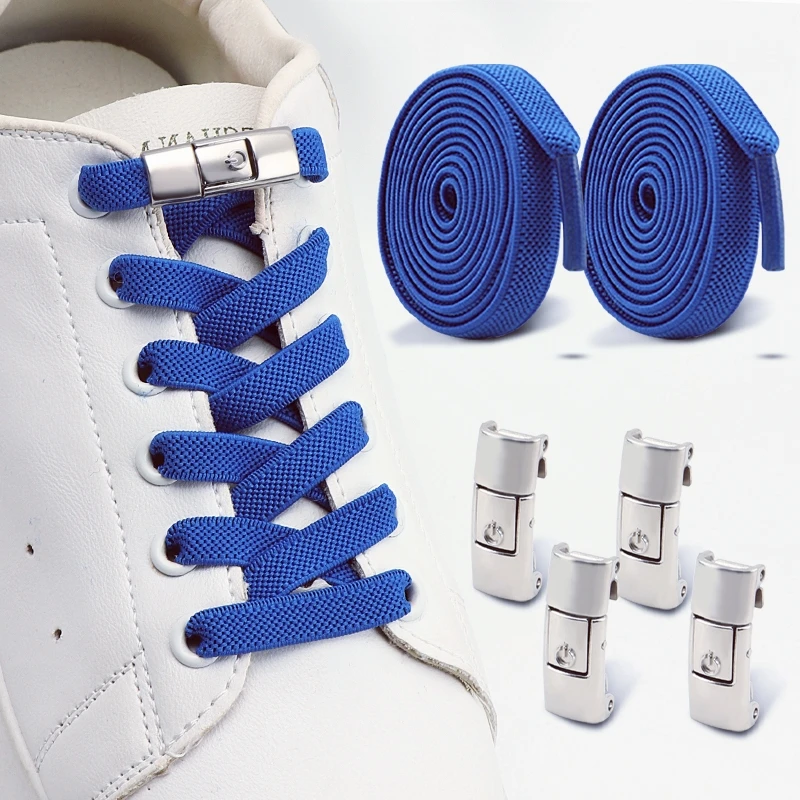 Elastische Schnürsenkel mit Druckverschluss, 0,8 mm breit, flache Schnürsenkel, Sneaker-Schnürsenkel ohne Binden, Schuhzubehör, 1 Paar/2 Paar Image