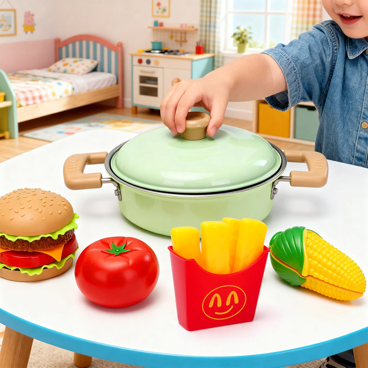 Jouets de cuisine, ensemble de cuisine miniature pour enfants, kit de cuisine pour enfants avec ustensiles de cuisine, cadeau d'anniversaire