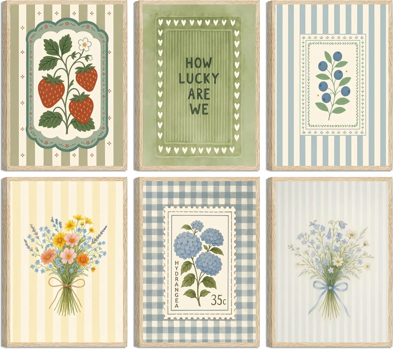Retro Blumen-Poster Wandkunst, Pastoraler Stil Pflanzen-Gemälde Bild Wanddekoration Kunst für Wohnzimmer Heim-Dekoration Image