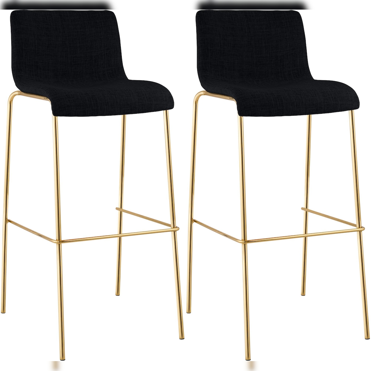 CLP 2er Set Barhocker Hover Stoff Vierfußgestell Gold Stoff HBT: 100x43x48 cm schwarz Image