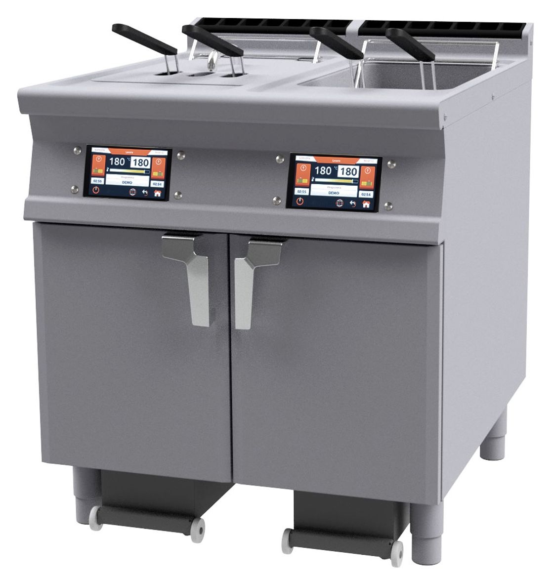Digitale elektrische Friteuse 2 Becken 18+18 lt. Struktur aus rostfreiem Stahl. Abmessungen 80x90 h90 cm. Modell F2/18-98ETD Image