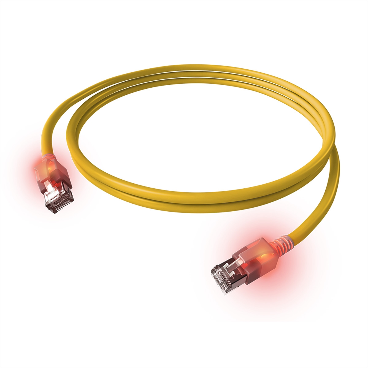 EasyLan DualBoot LED Patchkabel RJ45 S/FTP Cat.6A (Class EA), mit saCon Stecker, LSOH, gelb, 7 m Image