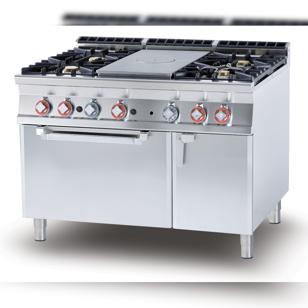 All-Gas-Kochfeld + 4 Brenner mit Zündflamme auf elektrischen belüfteten Backofen. Abmessungen 120x90 h90 cm. Modell TPFV4-912GEV Image