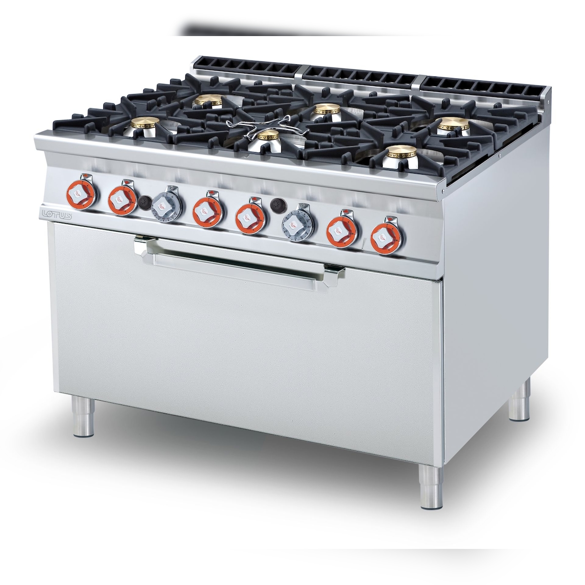 6-Flammen-Gasherd mit statischem Maxi-Elektro-Backofen. Struktur aus rostfreiem Stahl. Abmessungen 120x90 h 90 cm. Modell CF6-912GE Image