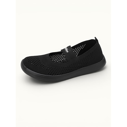 Graue Damen-Mary-Jane-Sneaker in Weite H – atmungsaktive Slipper mit extra breiter Zehenbox, leichter, flexibler Sohle und rutschfester Laufsohle für Reisen und den Alltag. Komfort den ganzen Tag Image