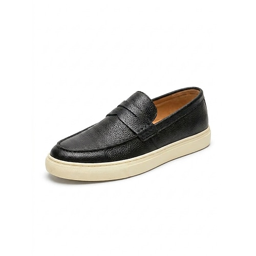 Herren Sportlich Lässig Täglich Musikfestival PU Leder Bequem Atmungsaktiv Slipper Schwarz Weiß Blau Sommer Frühling Herbst Image