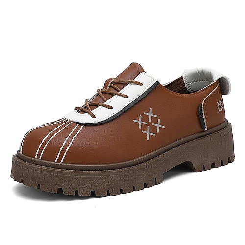 Braune Herren-Plateau-Sneaker im Oxford-Stil, Schnürschuhe für den lässigen und eleganten Look, bequeme Schuhe mit dicker Sohle für Büro, Reisen und Alltag Image
