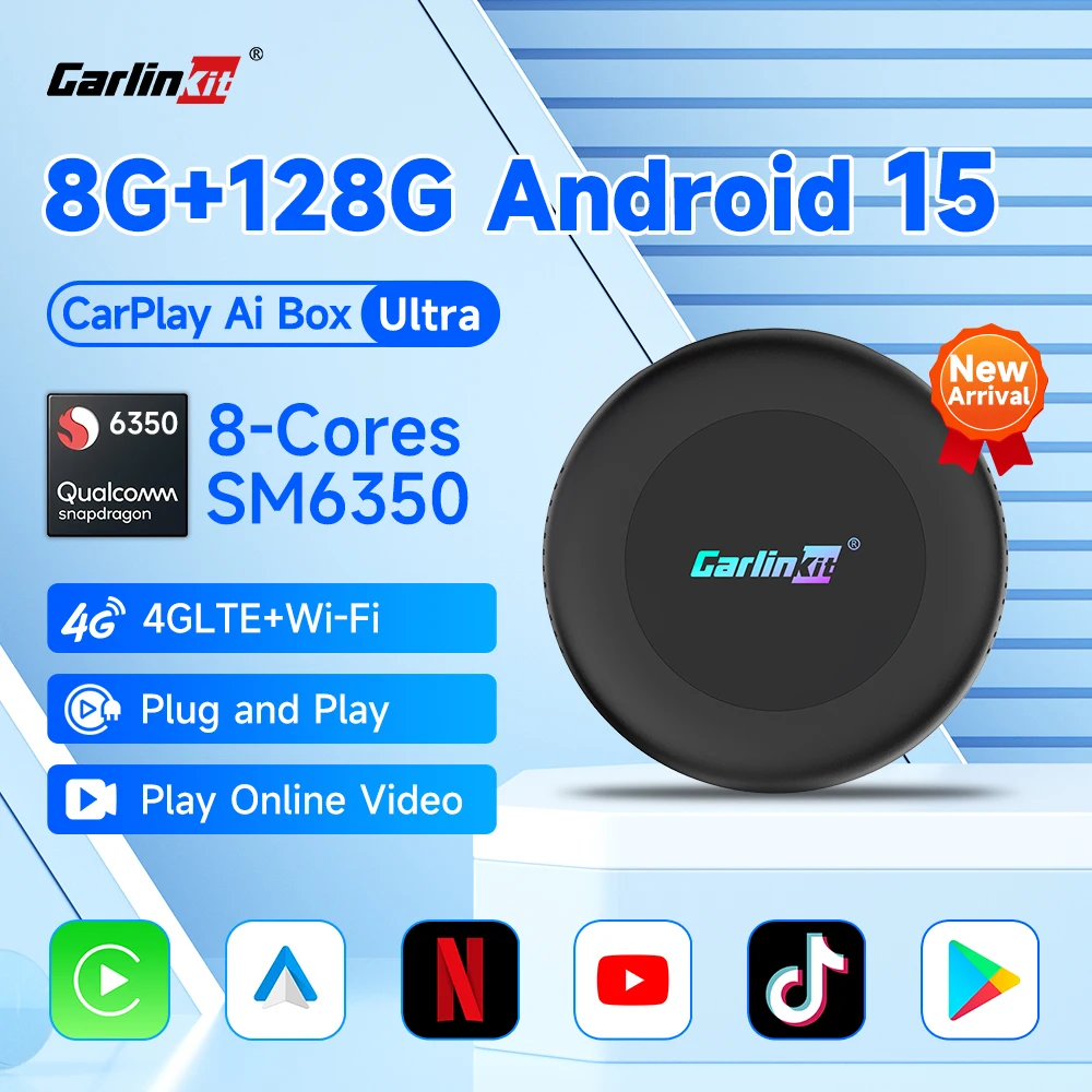 CarlinKit Ultra Box Android 15 TV Box SM6350 8-Core 8G + 128GB Wireless Android Auto Für YouTube IPTV 3-In-1 Smart CarPlay Ai Box Image