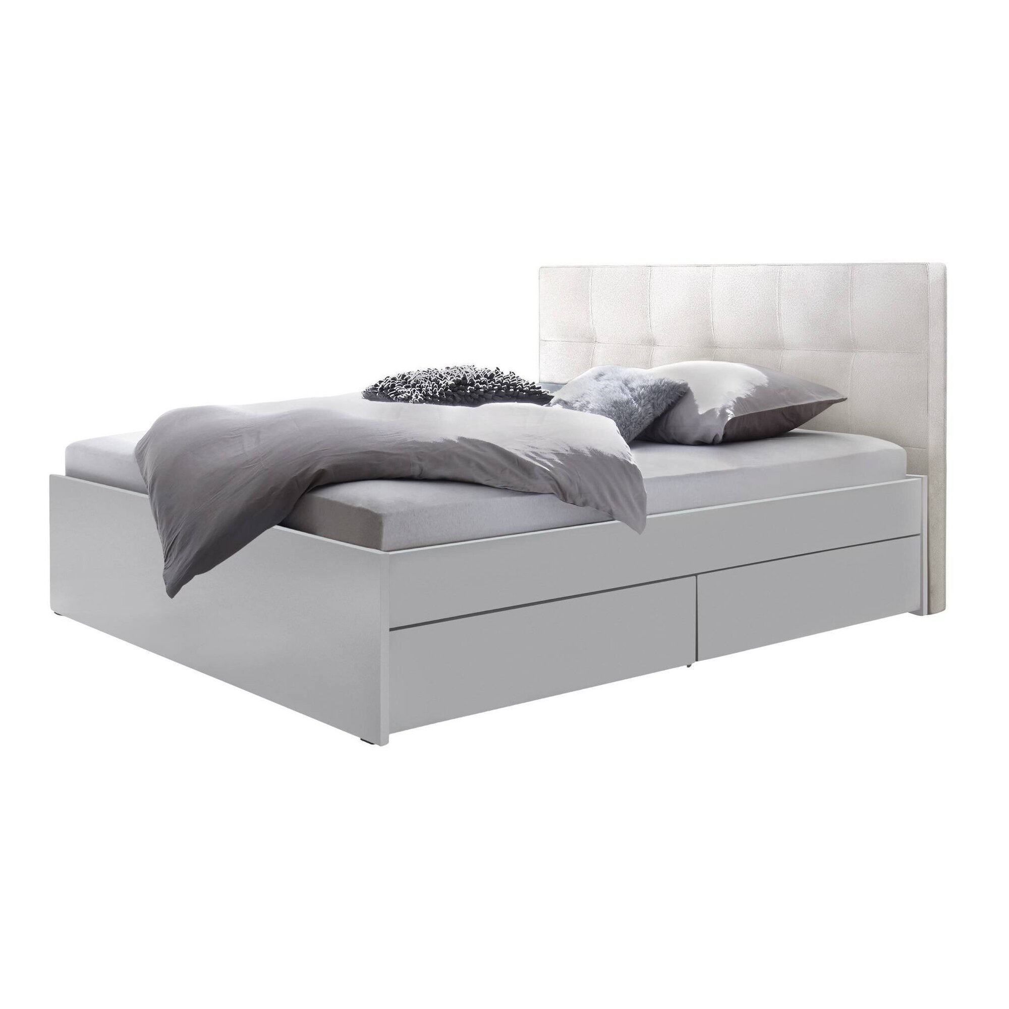 Hasena Pronto »Otello« Massivholzbett 160x200 cm / Weiss deckend, lackiert / Kul white / Tip-on