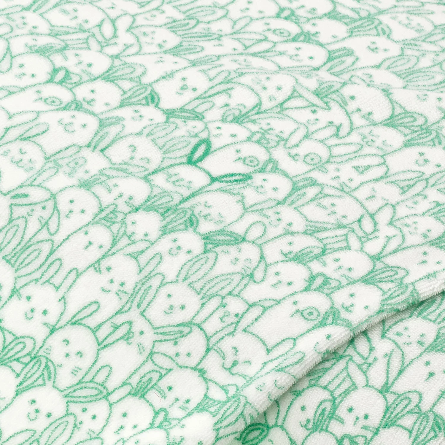 Tissu flanell "lapin", blanc/menthe