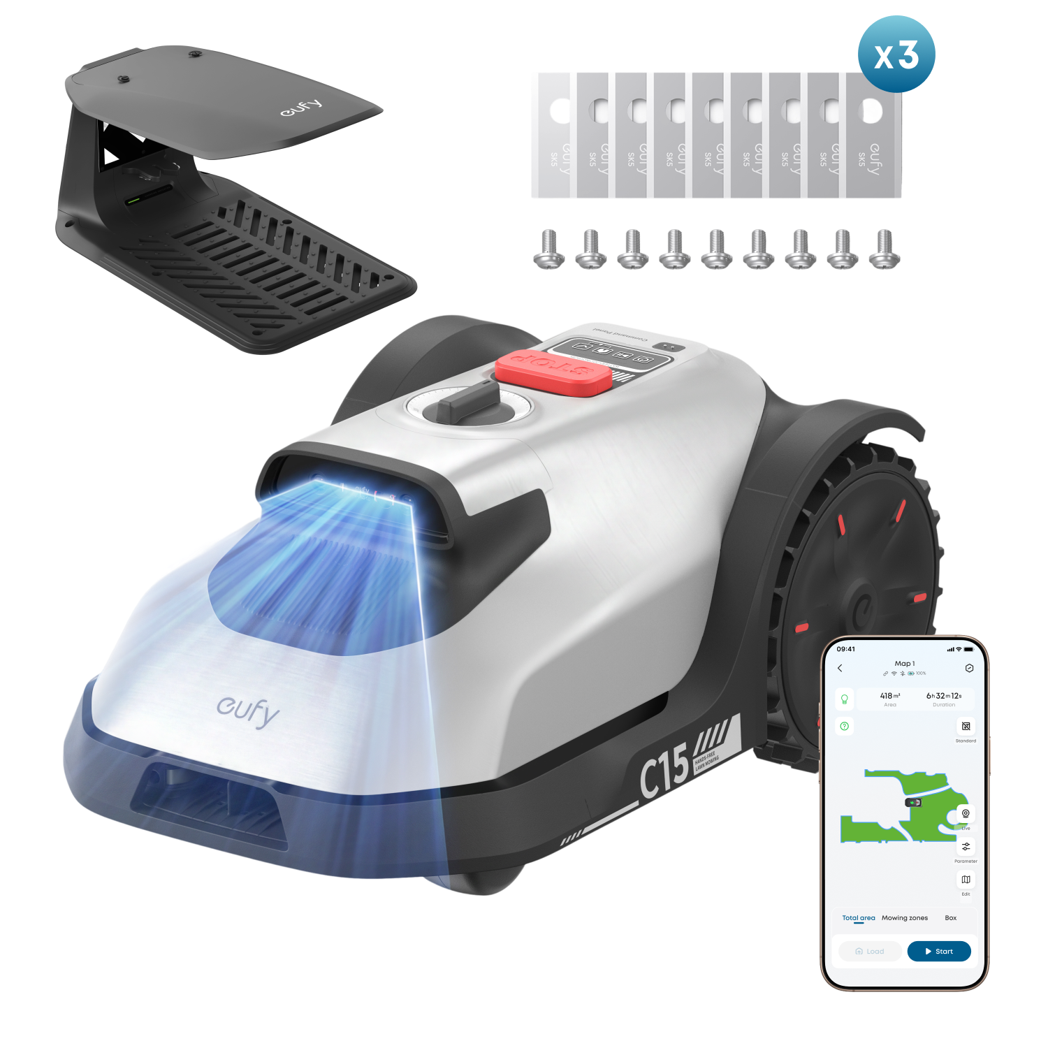 eufy Robot Lawn Mower C15 and Replacement Blade Set Bundle
