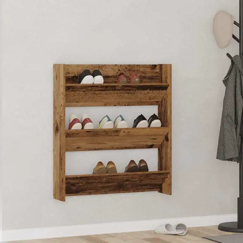 Wandschuhschrank aus Altholz 80x18x90 cm, geeignet für Wohnzimmer und Veranda Image
