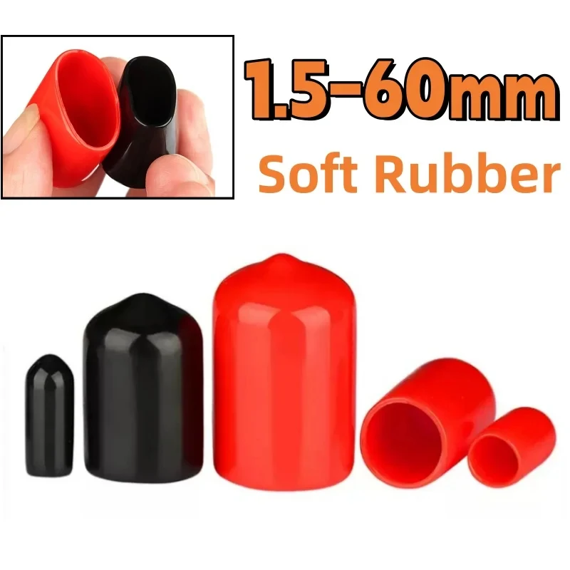 1,5-60mm Weiche Gummi-Schutzkappen / Schwarze Rote PVC-Gewindeschutzkappen - Dichtungsstopfen für Schrauben, Bolzen & Rohre Image