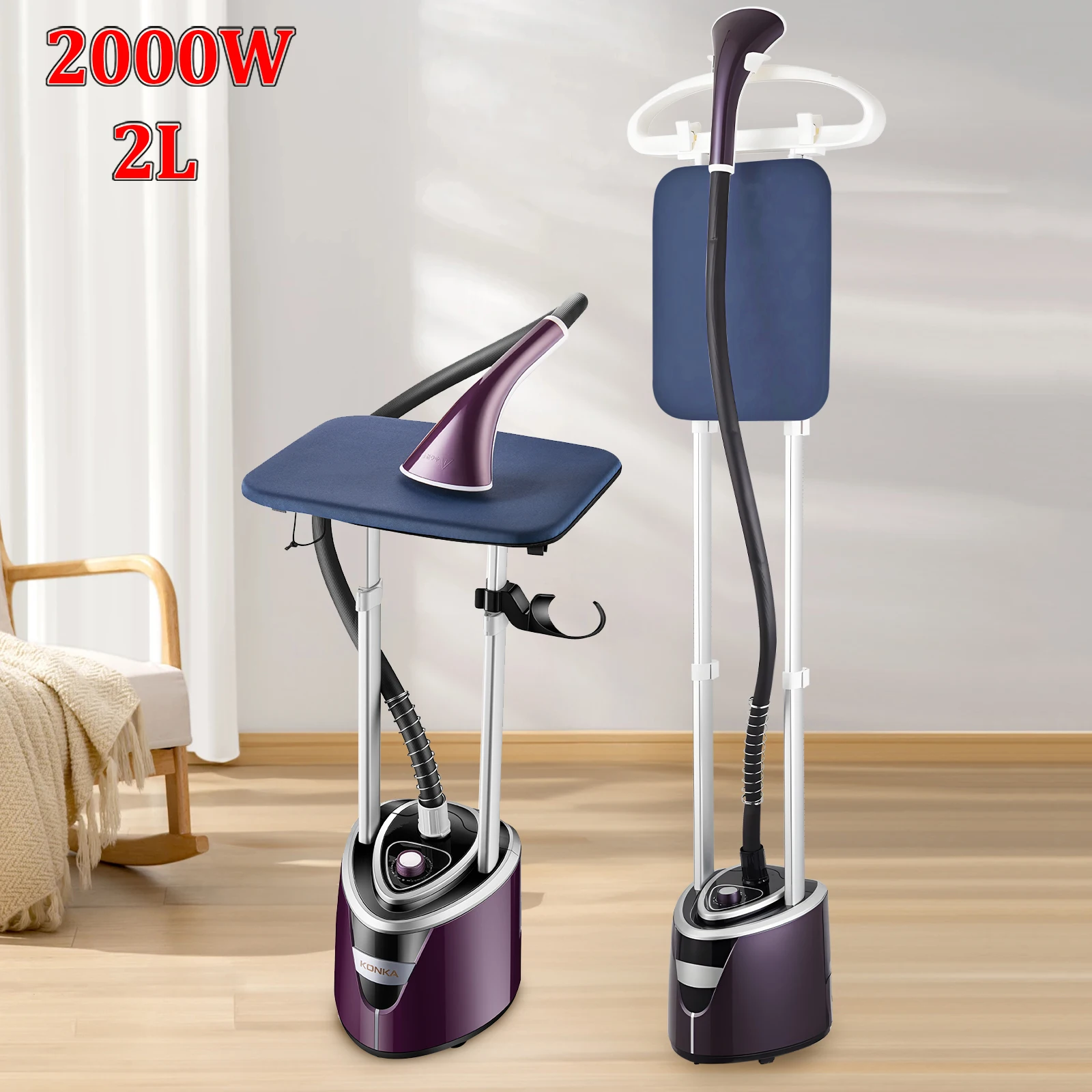 Défroisseur Vapeur Électrique Portable 2000W, Fer à Repasser Vertical à Vapeur pour Vêtements, Machine à Sécher et à Repasser les Vêtements