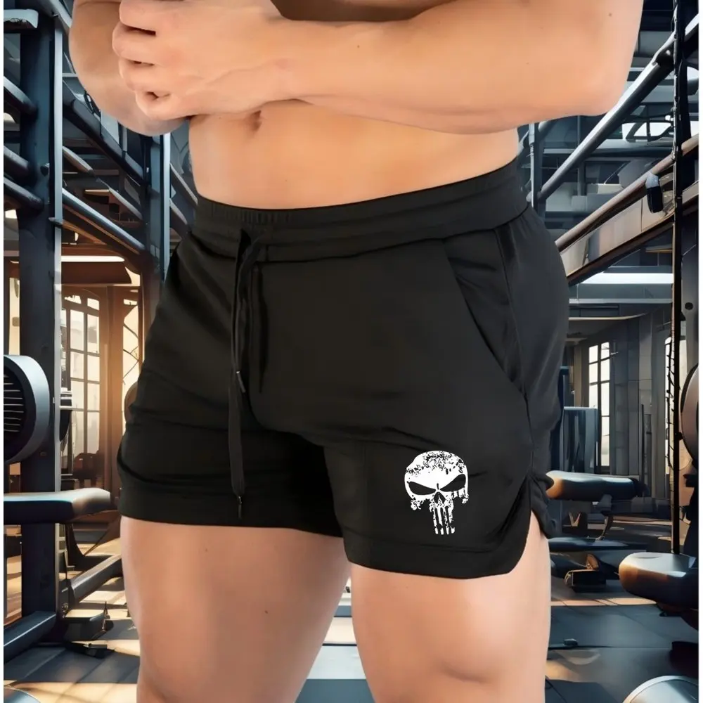 Herren Olivgrüne 2-in-1 Sportshorts, Schnelltrocknend Atmungsaktiv, Kordelzug am Bund, Ideal für Fitness, Laufen & Training df0543 Image