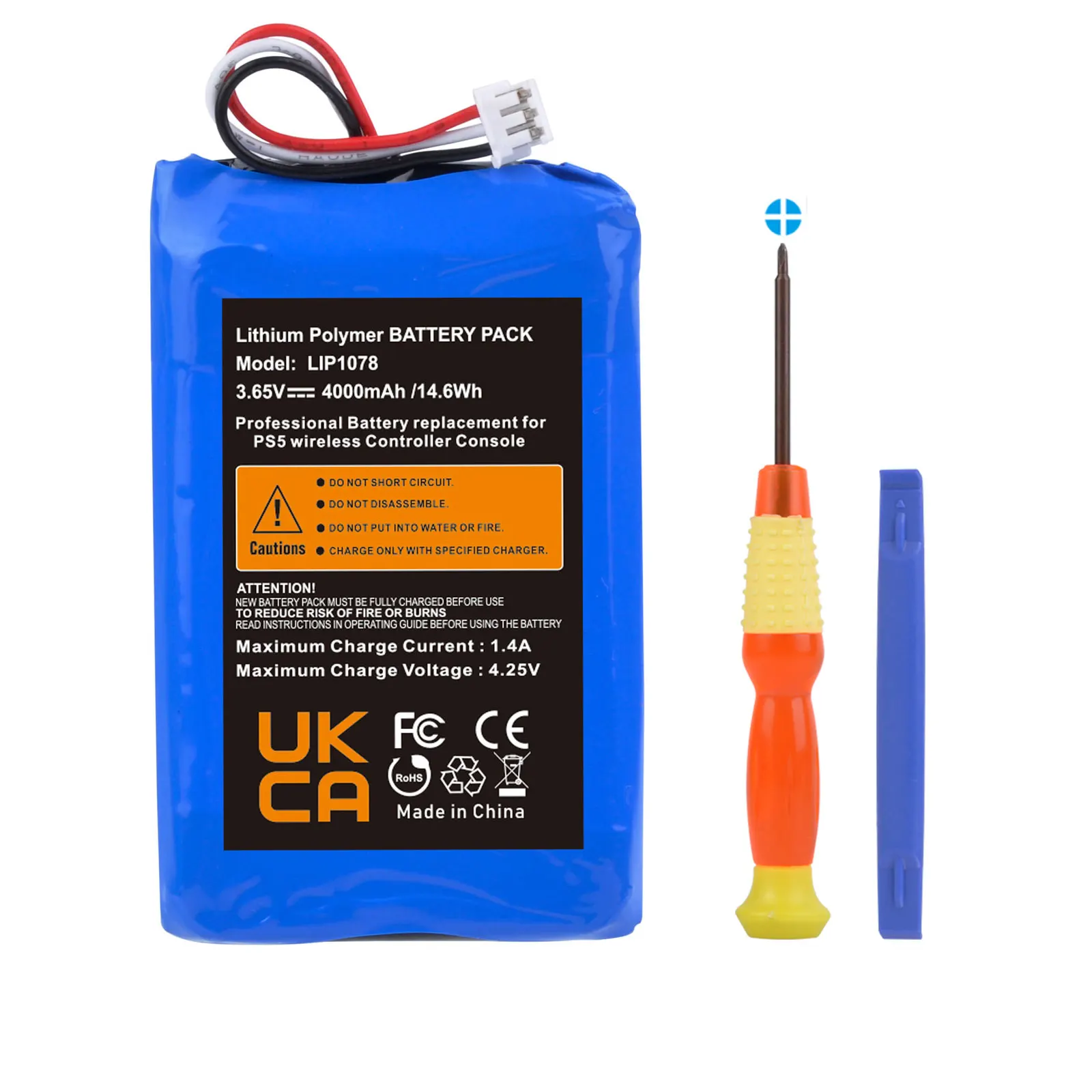 PS5 Controller Battery, 4000mAh LIP1708 Li-ion Replacement Batteries for Sony Playstation 5 Dualsense Gamepad CFI-ZCT1W