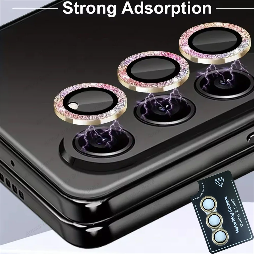 9H Glitzer Bling Metall-Objektivring Glas für Samsung Galaxy Z Flip 8 7 6 Fold8 Kamera-Objektivschutz-Abdeckungen für Galaxy Z Fold 8 7 6 Image