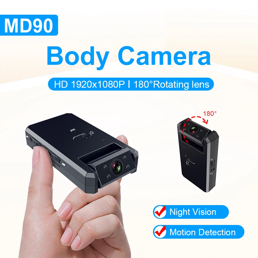 MD90-1 Mini Caméscope 1080P Corps Caméra Vision Nocturne dehors En Plein Air révélant Voix Vidéo Enregistreur Action Cam