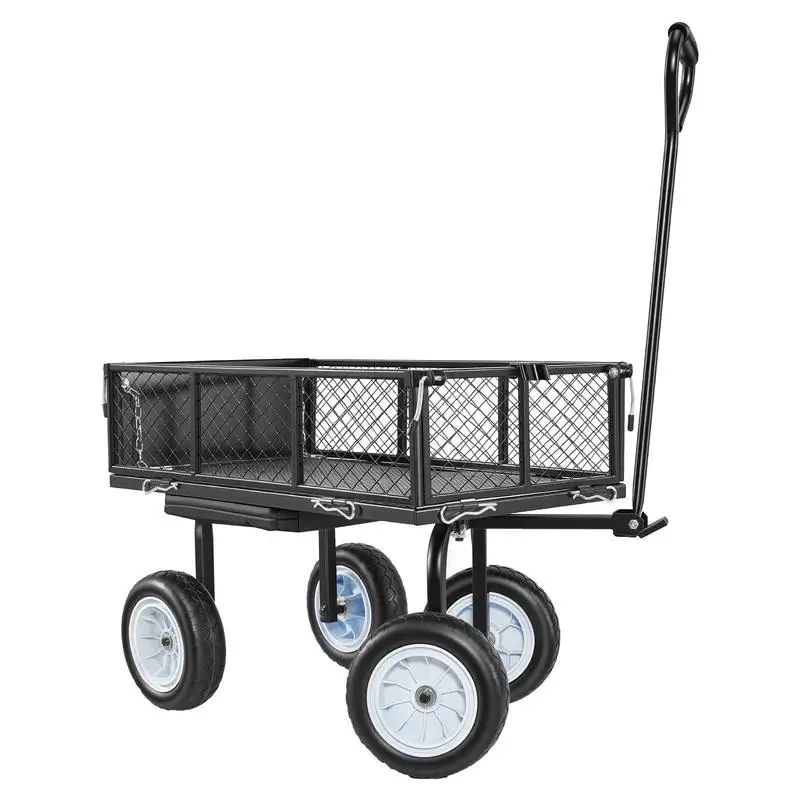 Chariot de jardin avec siège, capacité de 227 kg, siège de travail de jardin roulant en acier avec roues, tabouret de jardinage robuste, avec plateau à outils et poignée réglable, chariot de jardin