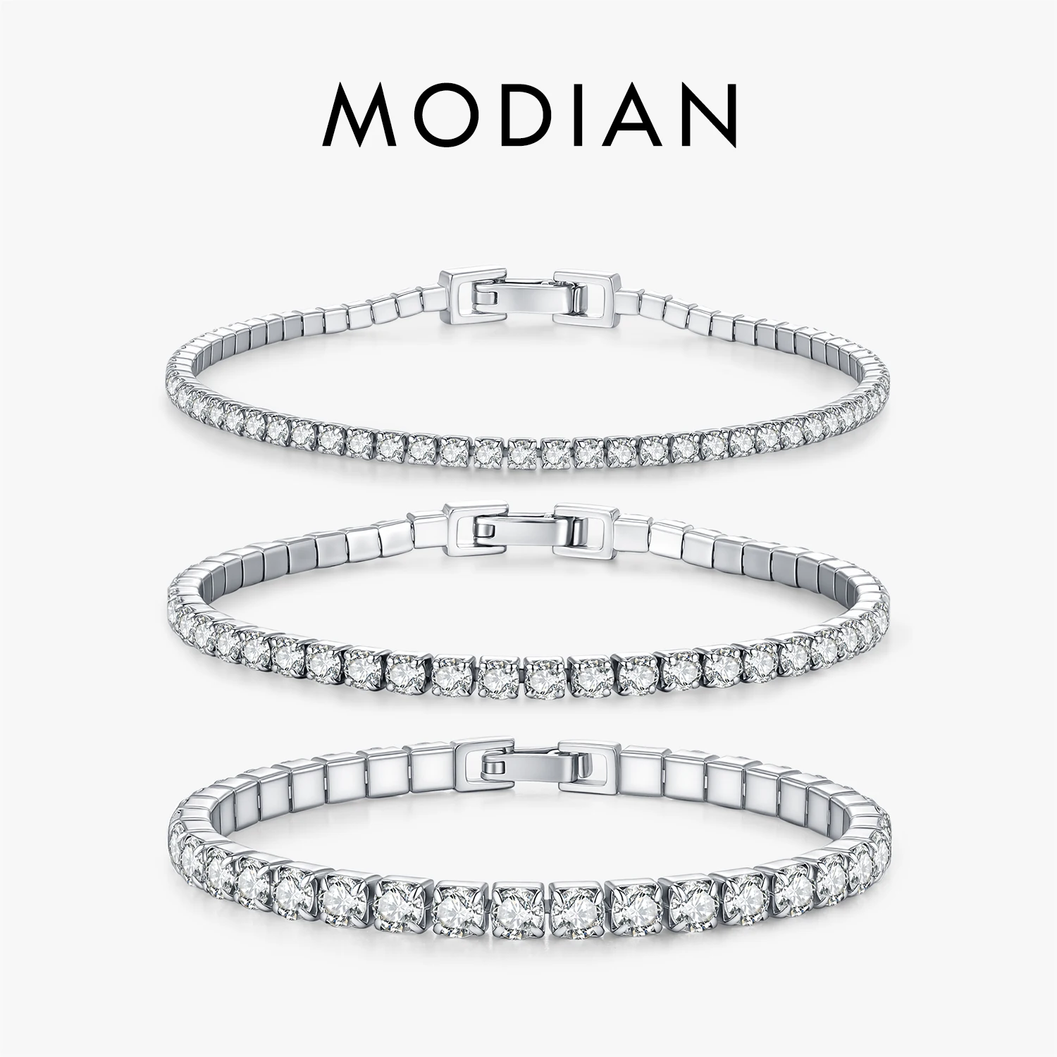 MODIAN 3 MM 4 MM 5 MM Mode Armbänder 925 Sterling Silber Luxus Runde Klar CZ Dünne Tennis Armband für Frauen Edlen Schmuck Geschenke Image