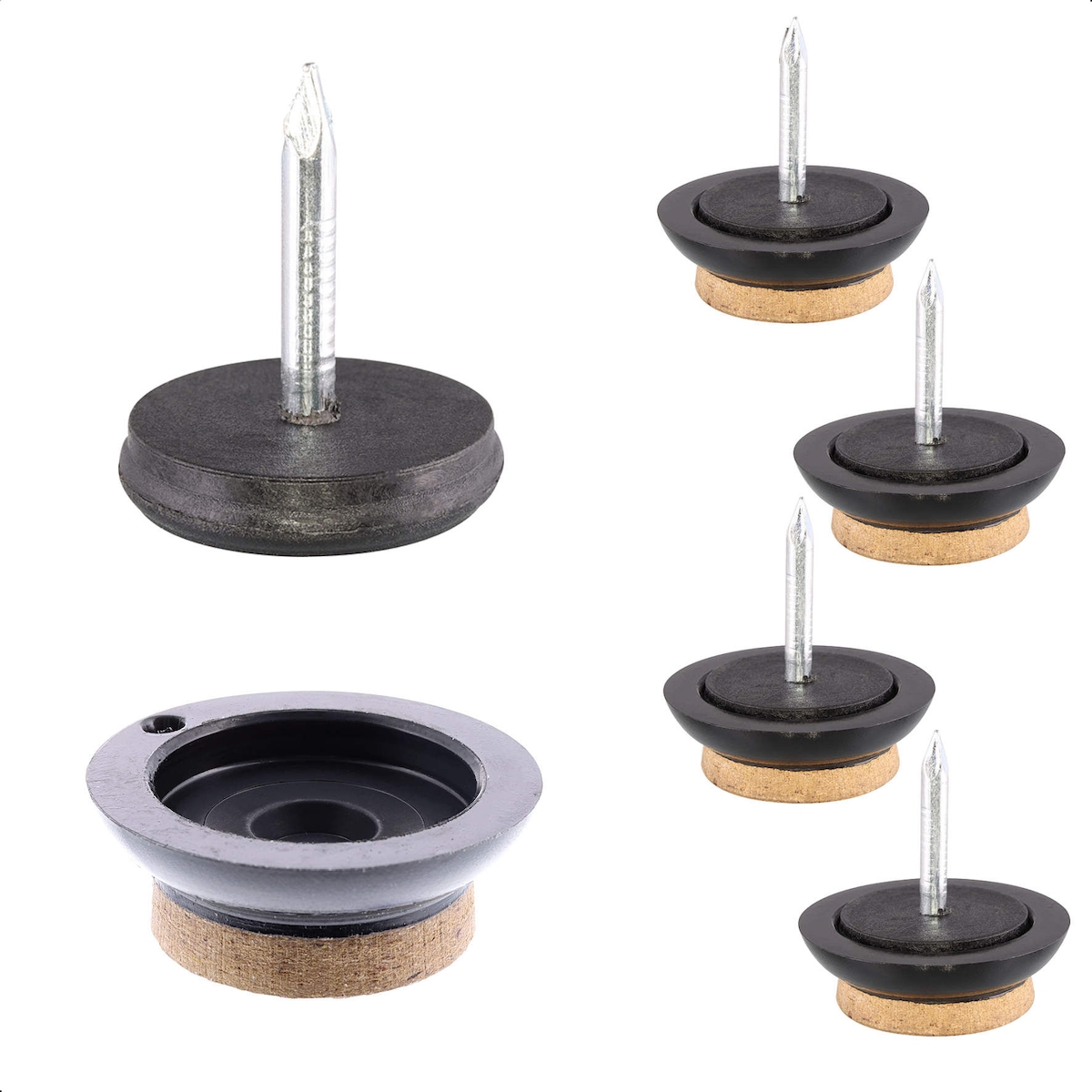 WAGNER QuickClick® Nagelgleiter Wollfilz ULTRASOFT SLIM 4 tlg. - 4x Basis & 4x Gleiter Ø 20 mm DE Ware - 16780300 Image