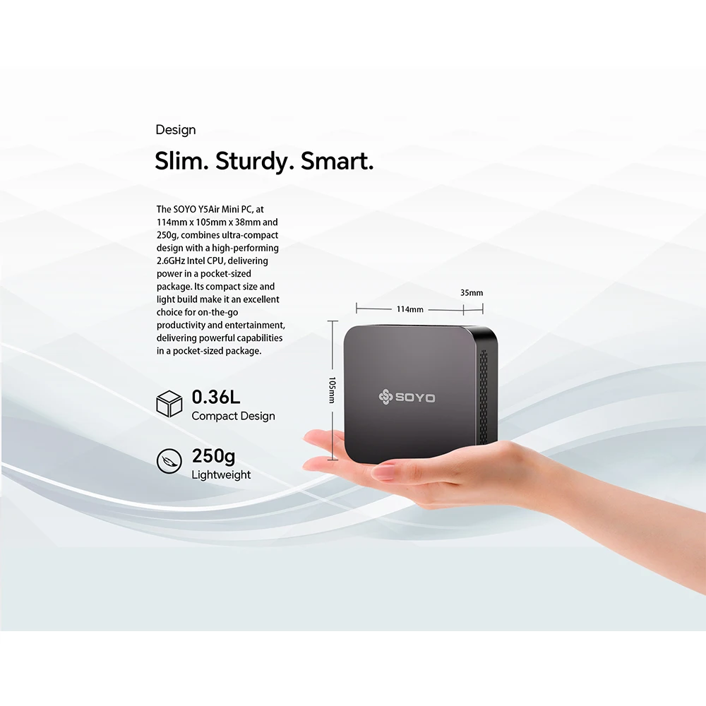 SOYO Mini-PC Y5 AIR Intel i5 4250U 8 GB RAM 128 GB ROM Windows 11 Pro WiFi BT4.2 Desktop-Computer Mini-Host tragbar Image