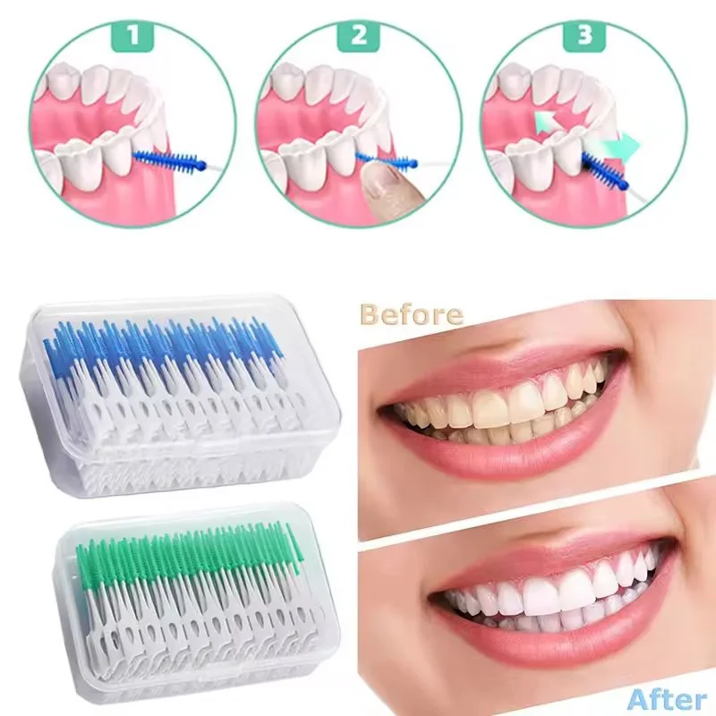 Interdentalbürsten aus Silikon, 20/40/200 Einheiten, Zahnstocher, Bürste zwischen den Zähnen und Gewinde, Mundreinigungswerkzeuge Image