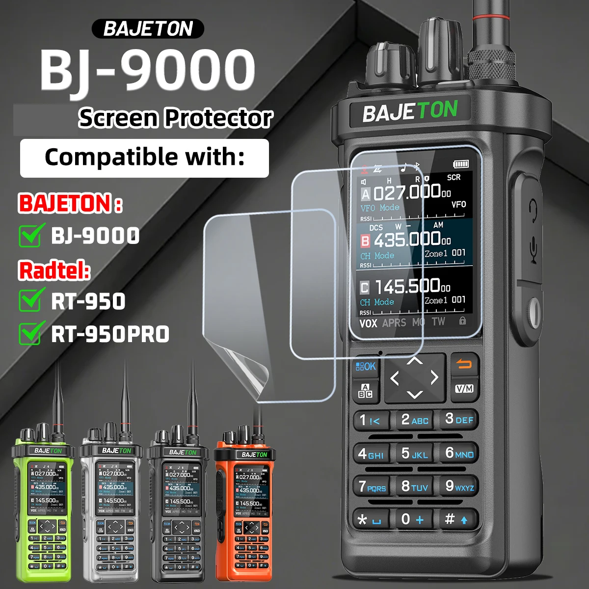 BAJETON Walkie-Talkie-Displayschutzfolie, wasserdicht, kompatibel mit BJ-9000 Radtel RT-950 RT-950PRO Radio Image