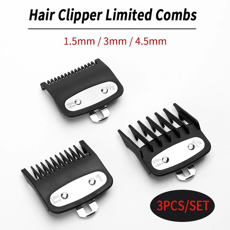 3 Teile/satz Schwarz Grenze Kamm Haar Clipper Wachen Guide Kämme Trimmer Styling Werkzeuge Befestigung Kompatibel 1,5mm 3mm 4,5mm Image