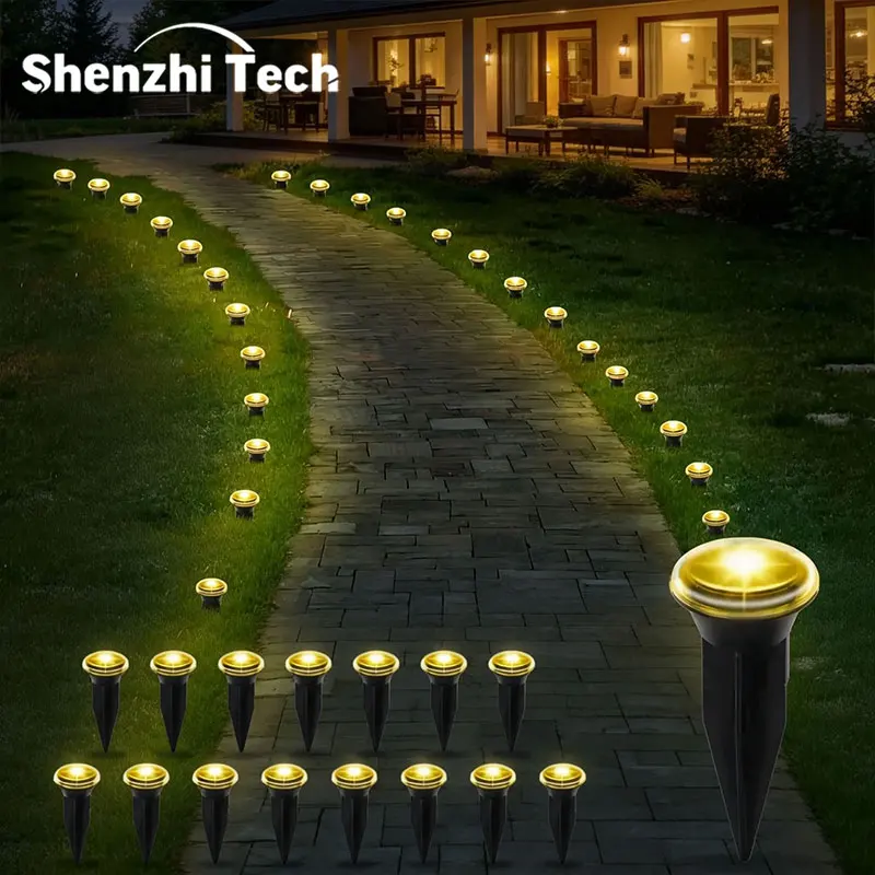 15 LED Solar-Bodenleuchten, 4,6m Warm-/Kaltweiß, IP65 Wasserdichte Außen-Gartenweg-Pfahlleuchten