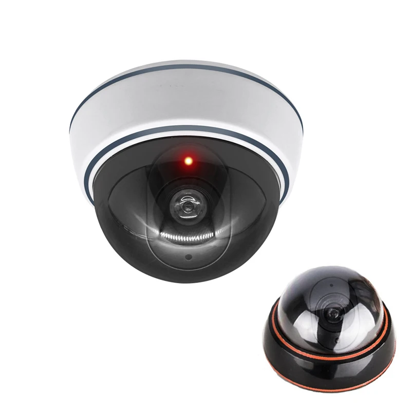 Große schwarz/weiße gefälschte Dome-Kamera Simulation Flash Led Dummy CCTV-Überwachungskamera Home Office Hilfssicherheitssystem Image