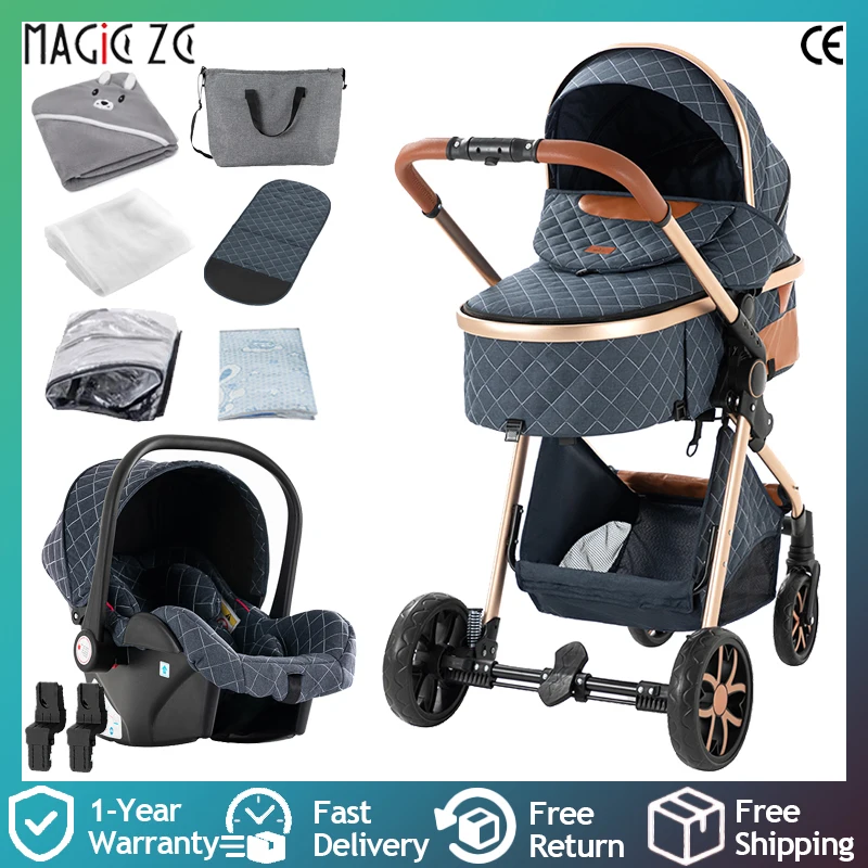 Moderner 3-in-1 Kinderwagen, Trendig mit Sicherem Autositz, Weicher Babywanne und Vielseitigem Kleinkindmodus für Jede Familie, Babyartikel Image