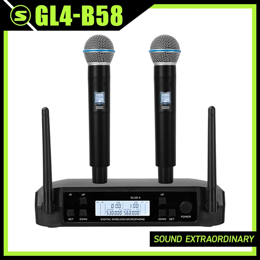 GL4 B58 Professionelles drahtloses Mikrofon-UHF-System, Handmikrofon für Bühne, Rede, Hochzeit, Show, Band, Zuhause, Party, Kirche Image
