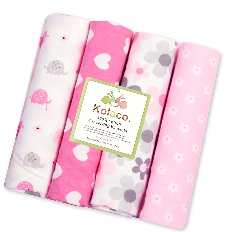 4 teile/paket 100% Baumwolle Empfang Baby Decke Neugeborenen 76x76 cm Baby Bettlaken Supersoft Decke Swaddle Image