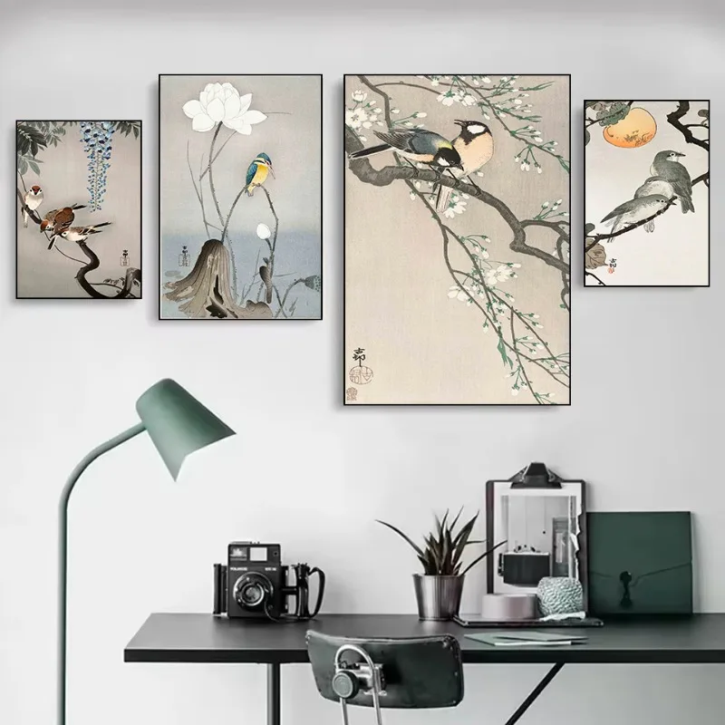 Botanische Vogel-Vintage-Serie, Posterdruck, Leinwandbilder, für Zuhause, Wohnzimmer und Schlafzimmer, Wanddekoration, moderne Dekoration, rahmenlose Malerei Image
