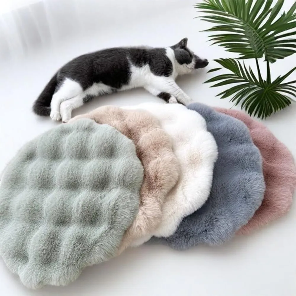 Neue runde Katzenmatte, rutschfeste Unterseite, Isolierung, Haustierkissen, waschbar, Haustierdecke, Hundebett, Schlafpolster Image