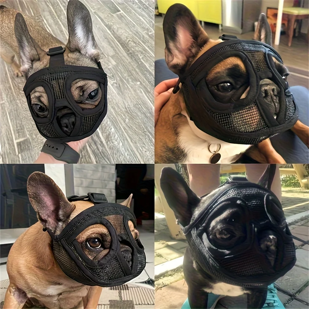 1 Stück Kurznasiger Hunde-Maulkorb, Anti-Biss Anti-Kau Anti-Bell Verstellbare Atmungsaktive Haustiermaske Image