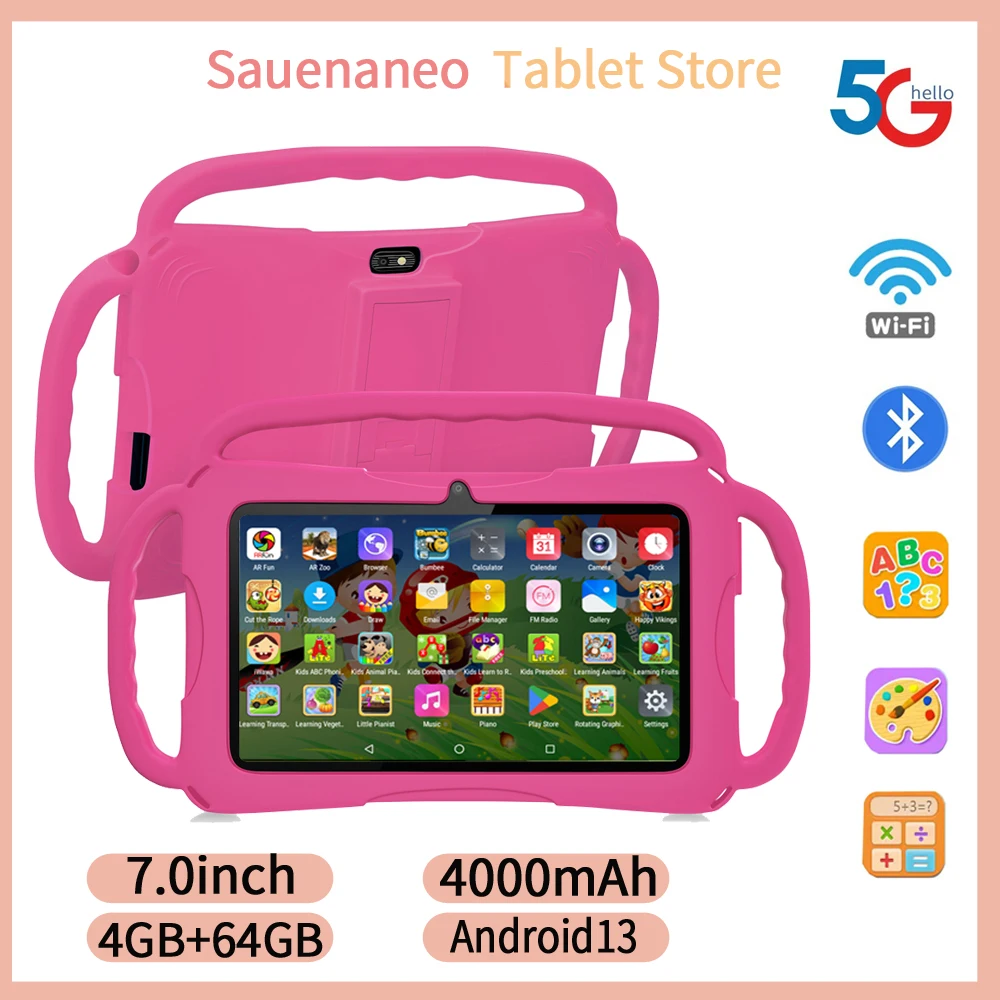 Sauenaneo Neues 7-Zoll-Tablet Android 13 4000 mAh 4 GB RAM 64 GB ROM Kinderlernen Kindertablett Mini-Tablet Image