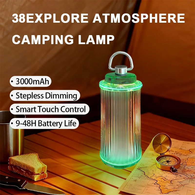 Transparente 38 Explore USB wiederaufladbare Taschenlampe Mini-LED-Campinglaterne mit Magnetfuß 3000 mAh Akku Außenleuchte Image
