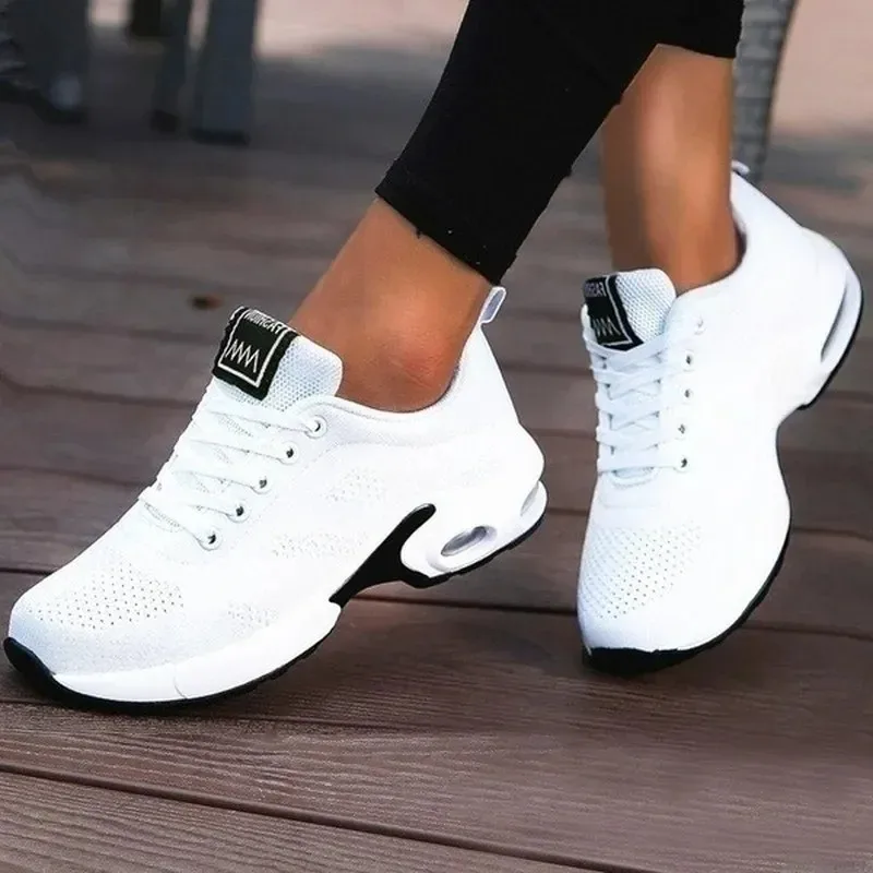 Damen-Laufschuhe, atmungsaktive Freizeitschuhe, leichte weiße Sportschuhe für den Außenbereich, lässige Wanderschuhe für Damen