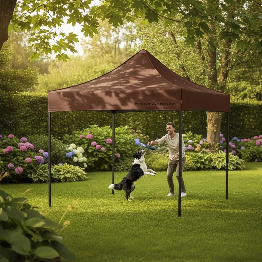 Festzelt 2x2 m Braun 270 g/m², Ideal für Veranstaltungen, Festivals und Feiern.