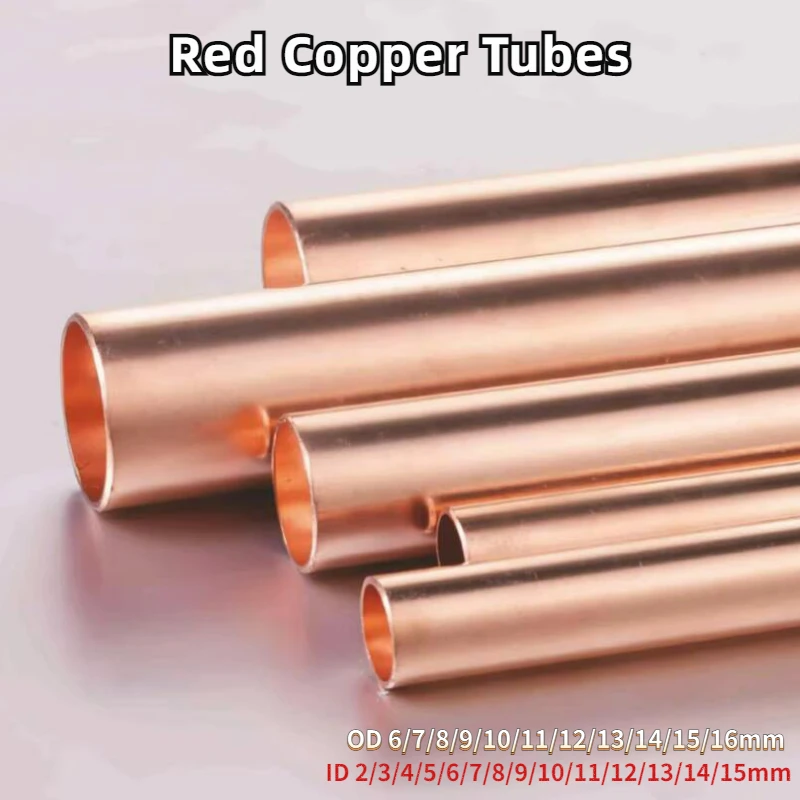 1PCS Rote Kupferrohre OD 6/7/8/9/10/11/12/13/14/15/16mm Länge 500mm Hohl Gerade Rohr Schläuche für DIY Handwerk Industrie Image