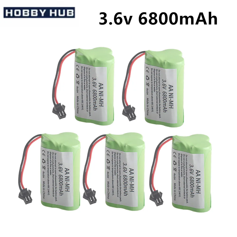 NiMH 3,6 V 6800 mAh wiederaufladbare Batterie für RC-Autos, Roboter, Tankpistole, Boote, T-Modell mit SM-Stecker, AA 3,6 V-Akku Image